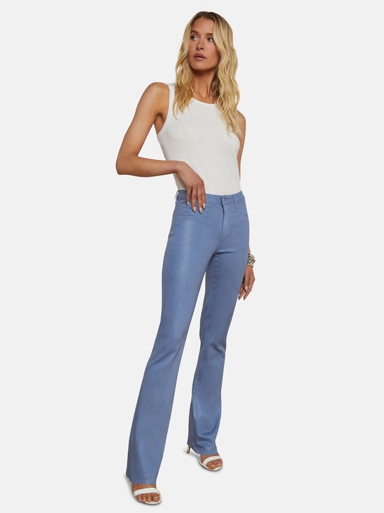 L'AGENCE Denim - L'agence Ruth Coated Blue Mist Wax Straight Leg Flare Ankle High Rise Jeans 25